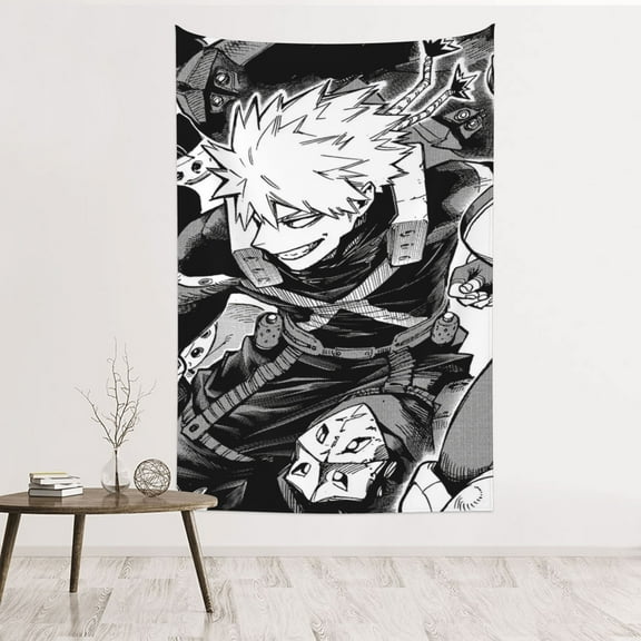 Katsuki Bakugo Tapestry Aesthetic Wall Hanging for Living Room Bedroom Art Tapestries Poster Blanket College Dorm Home Decor 60x40 Inch