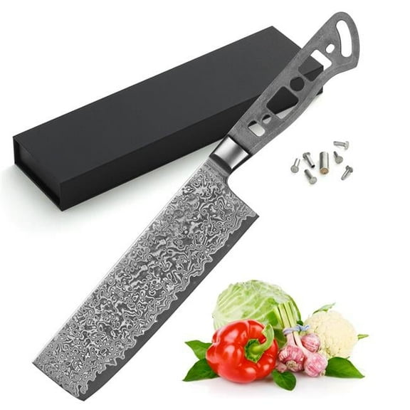 Katsura Cutlery CKGA9B-no logo Japanese Premium AUS-10 67 Layers Damascus Steel 7 in. Nakiri Knife Blank No Logo Woodworking Project Kit