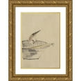 thumbnail image 1 of Katsushika Hokusai 11x14 Gold Ornate Wood Frame and Double Matted Museum Art Print Titled - A Bird Perched on the Edge of a Bowl, with Head Cocked, Looking at a Utensil in the Bowl (1830-185, 1 of 4