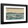 thumbnail image 1 of Katsushika Hokusai 14x11 Black Modern Framed Museum Art Print Titled - Viewing Sunset Over Ryogoku Bridge from the Ommaya Embankment (Edo), 1 of 5