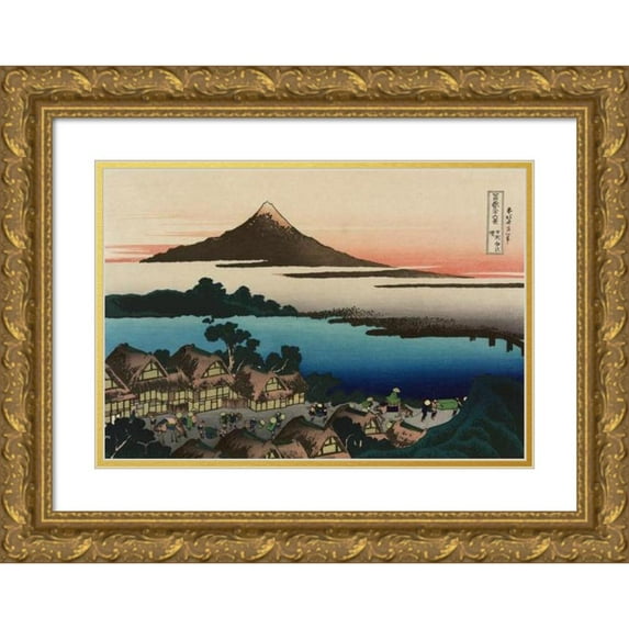 Katsushika Hokusai 14x11 Gold Ornate Wood Frame and Double Matted Museum Art Print Titled - Dawn at Isawa in Kai Province