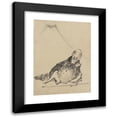 thumbnail image 1 of Katsushika Hokusai 14x18 Black Modern Framed Museum Art Print Titled - A Monk Reclining, Holding a Large Conical Hat in Front of Him, with View of Mount Fuji in the Background (1830-1850), 1 of 5