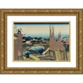 thumbnail image 1 of Katsushika Hokusai 18x13 Gold Ornate Wood Frame and Double Matted Museum Art Print Titled - Honjo Tatekawa, 1 of 4