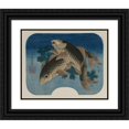 thumbnail image 1 of Katsushika Hokusai 18x15 Black Ornate Wood Framed Double Matted Museum Art Print Titled - Carp Swimming by Water Weeds (1831), 1 of 5