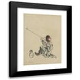 thumbnail image 1 of Katsushika Hokusai 18x24 Black Modern Framed Museum Art Print Titled - A Traveler, Seated, Wearing a Robe, Boots, and Rounded-Top Conical Hat, Smoking a Long Pipe (1830-1850), 1 of 5