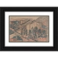 thumbnail image 1 of Katsushika Hokusai 24x17 Black Ornate Framed Double Matted Museum Art Print Titled: Shinpan Ukie Shin Yoshiwara Omonuchi No Zu (1811-1813), 1 of 5