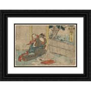 Katsushika Hokusai 24x18 Black Ornate Framed Double Matted Museum Art Print Titled Narumi 1804