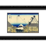 Katsushika Hokusai 2x Matted 24x20 Black Ornate Framed Art Print Mitsui Shop on Suruga Street in Edo