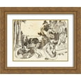 thumbnail image 1 of Katsushika Hokusai 2x Matted 24x20 Gold Ornate Framed Art Print 'An older woman hits another woman with her shoe', 1 of 2