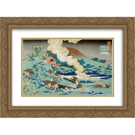 Katsushika Hokusai 2x Matted 24x20 Gold Ornate Framed Art Print 'No?Kakinomoto?Hitomaro'