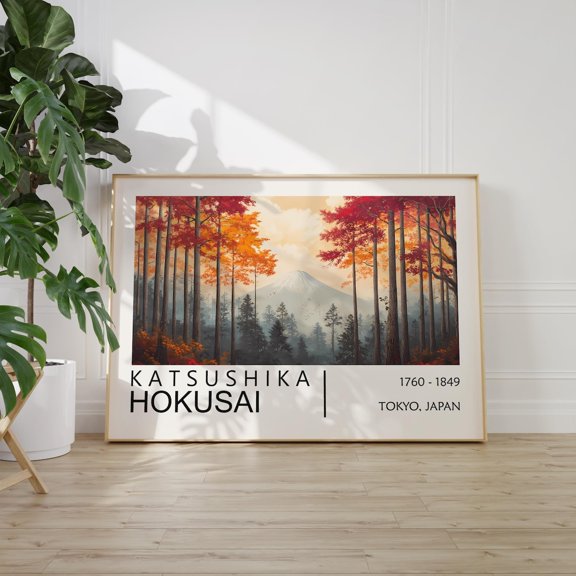 Katsushika Hokusai Forest Edge Wall Art Print, Japanese Landscape Ukiyo E Decor