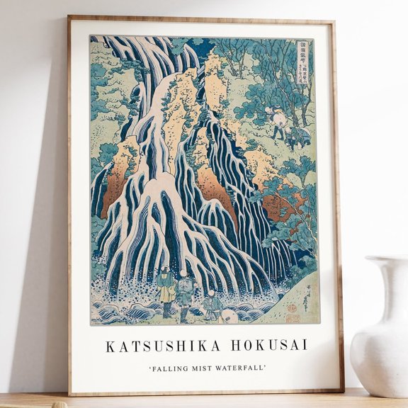 Katsushika Hokusai Japanese Art Print Falling Mist Waterfall