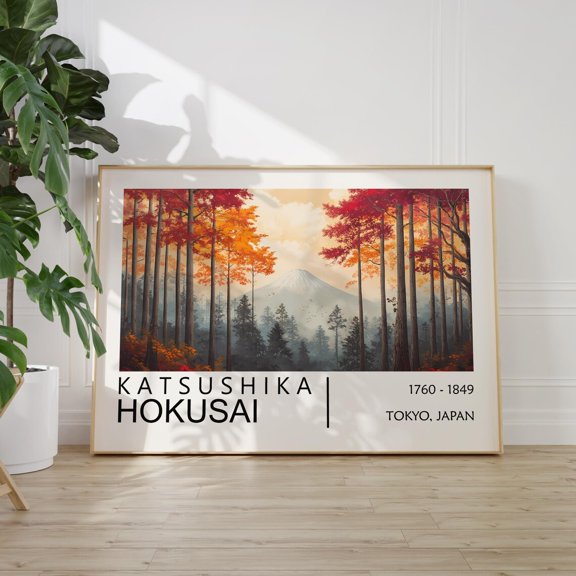 Katsushika Hokusai Poster Forest Edge, Japanese Exhibition Art, Hokusai Print As Japandi Print, Japanese Landscape Wall Art Wall Art, Poster Print Only