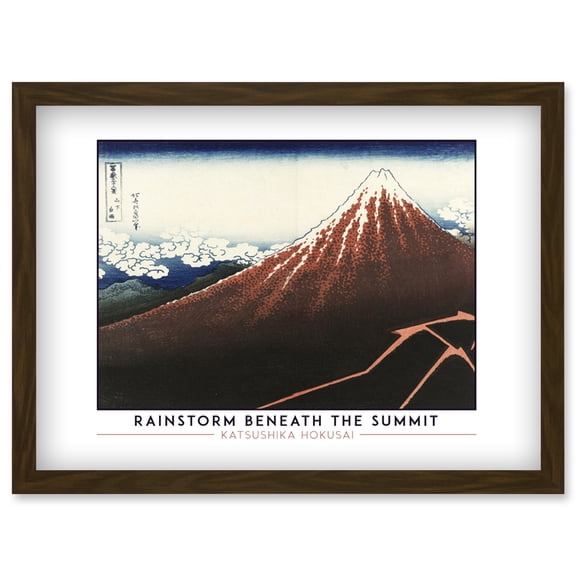 Katsushika Hokusai Rainstorm Beneath The Summit Mount Fuji Painting Artwork Framed Wall Art Print A4