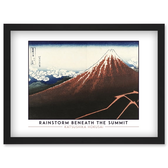 Katsushika Hokusai Rainstorm Beneath The Summit Mount Fuji Painting Artwork Framed Wall Art Print A4