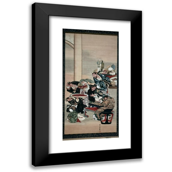 Katsushika Ōi 13x24 Black Modern Framed Museum Art Print Titled - Operating on Guanyu's Arm (1840s)