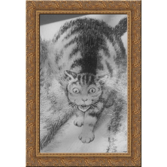 Katt 24x18 Gold Ornate Wood Framed Canvas Art by Theodor Severin Kittelsen
