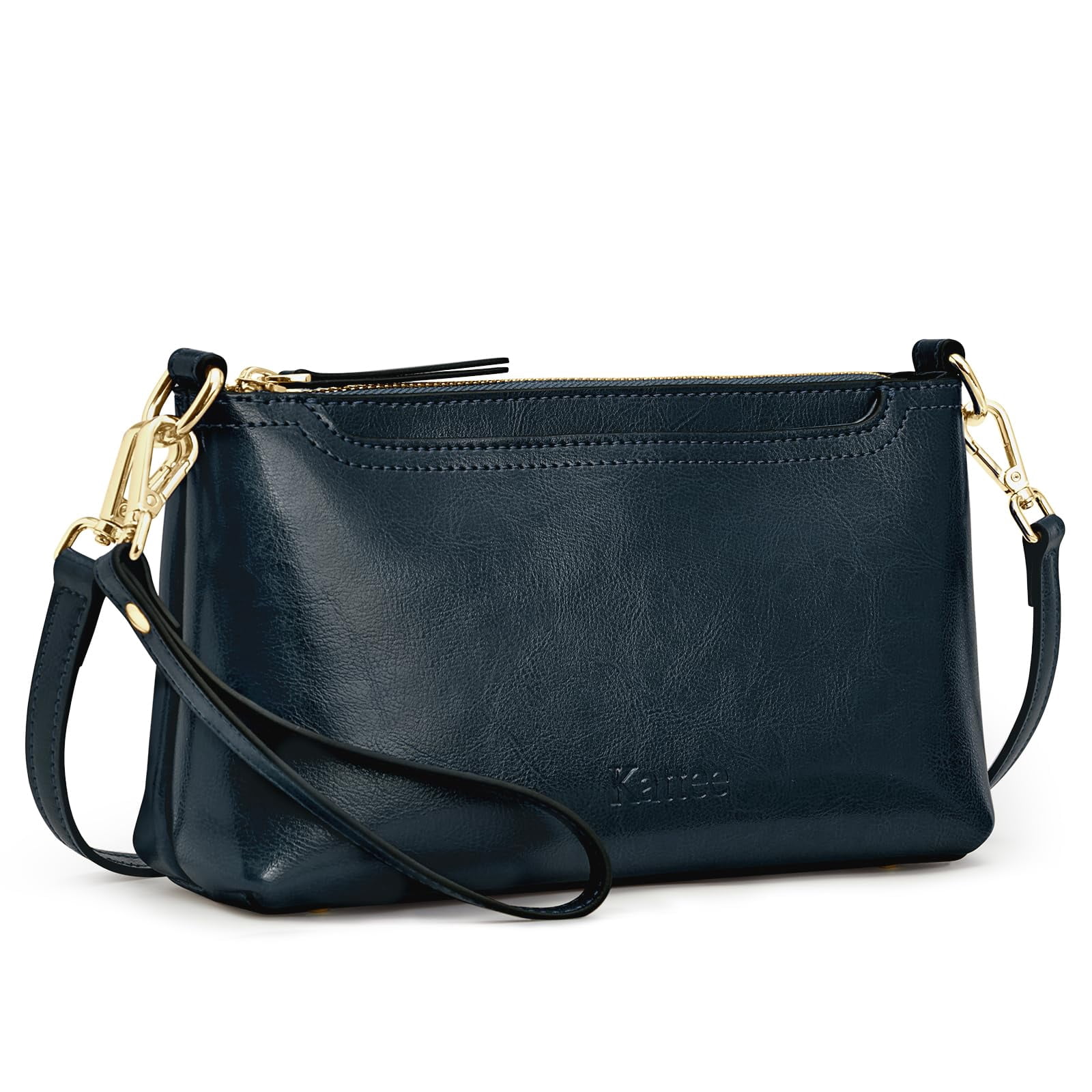 Kattee Leather Crossbody Bags for Women Trendy, Small Shoulder Purses and Handbags, Clutch Wristlet Wallet with 2 Straps