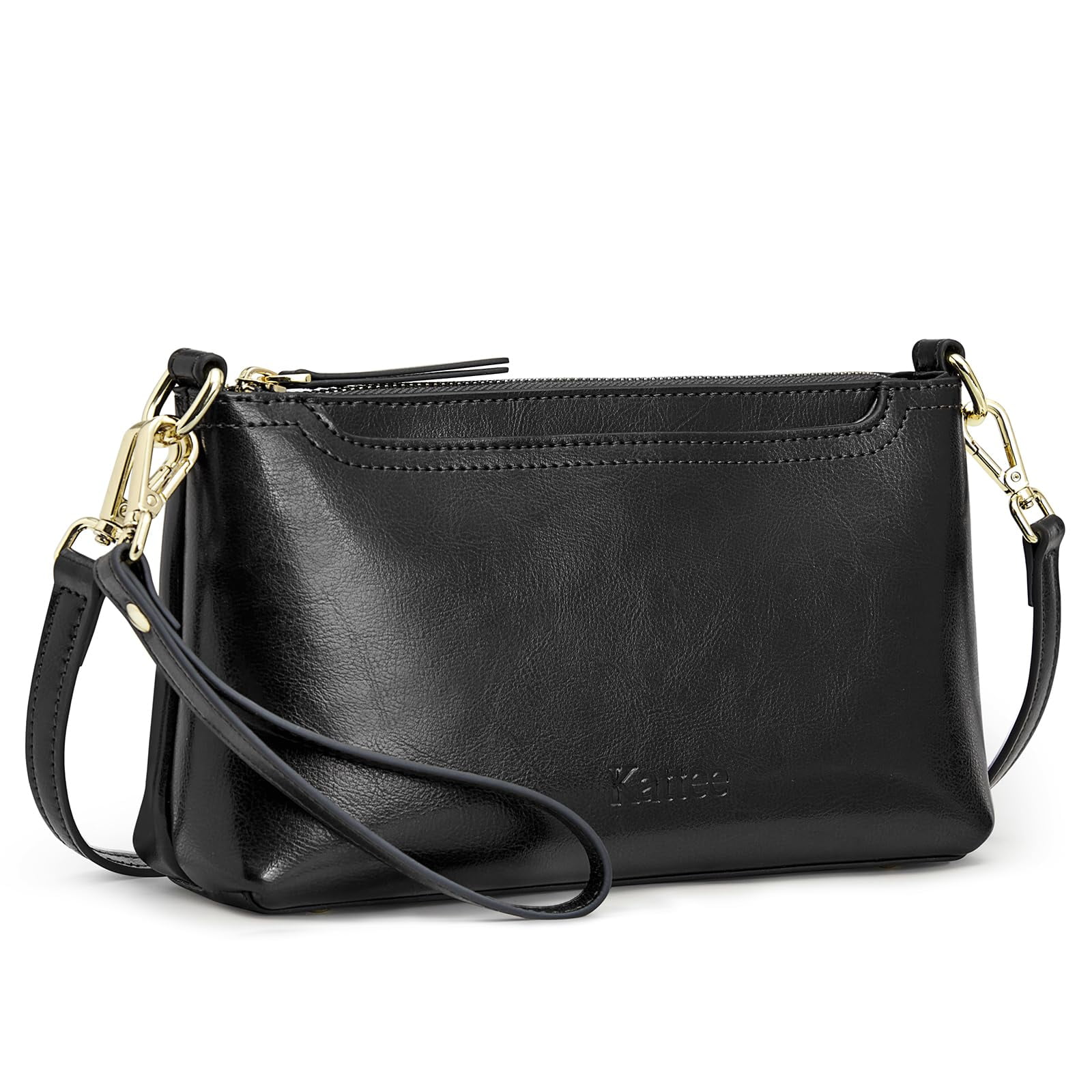 Kattee Leather Crossbody Bags for Women Trendy, Small Shoulder Purses and Handbags, Clutch Wristlet Wallet with 2 Straps