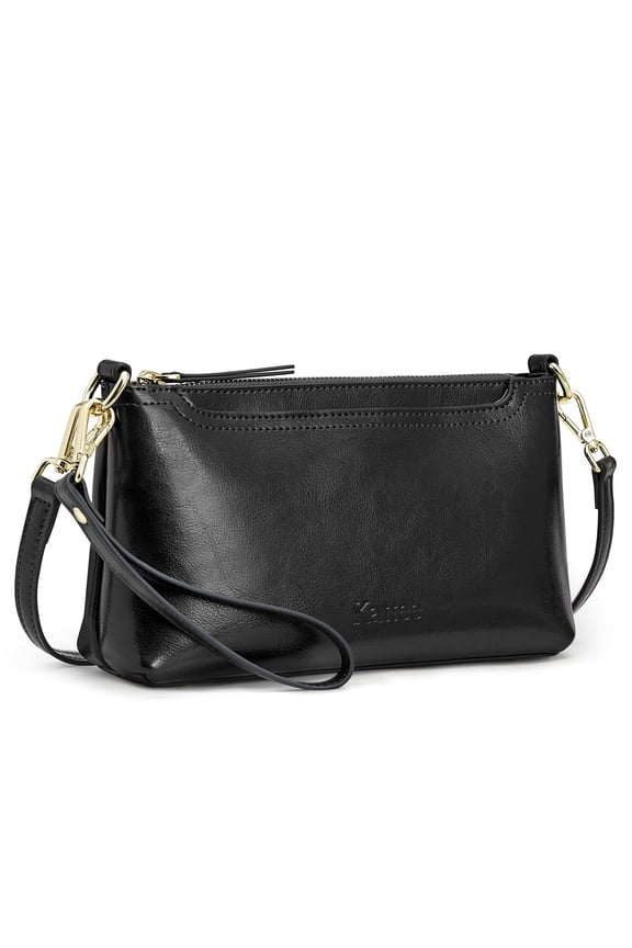 Leather Crossbody Bags for Women Trendy, Small Shoulder Purses and Handbags, Clutch Wristlet Wallet with 2 Straps