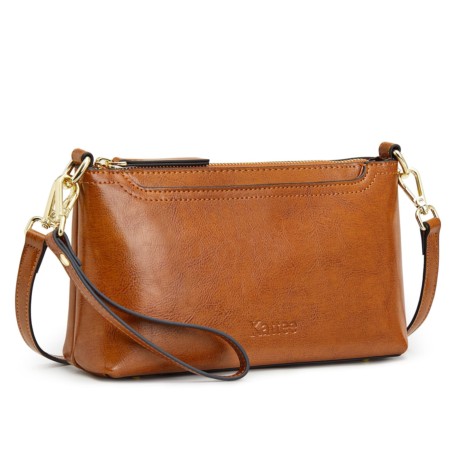 Kattee Leather Crossbody Bags for Women Trendy, Small Shoulder Purses and Handbags, Clutch Wristlet Wallet with 2 Straps
