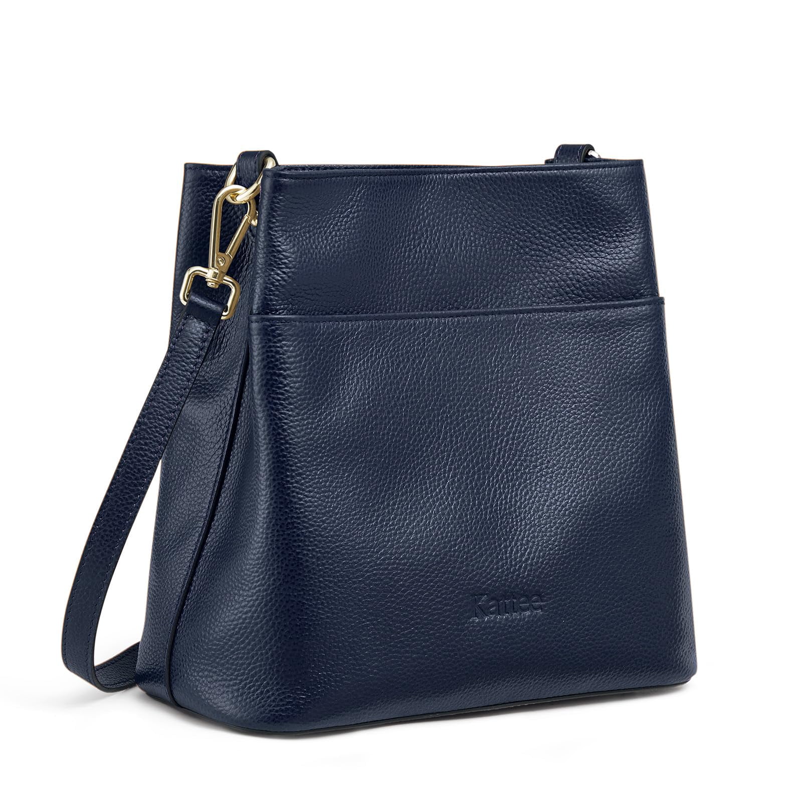 Kattee Leather Handbags for Women, Medium Soft Shoulder Tote Crossbody Purses Bucket Bags with 2 Straps