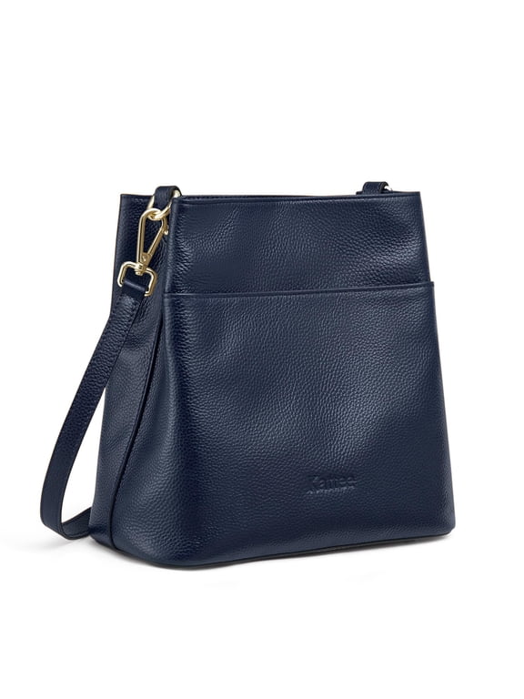 Leather Handbags for Women, Medium Soft Shoulder Tote Crossbody Purses Bucket Bags with 2 Straps