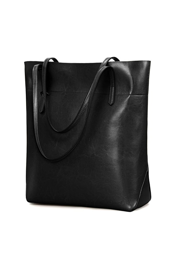 Vintage Genuine Leather Tote Shoulder Handbag for Woman with Adjustable Handles