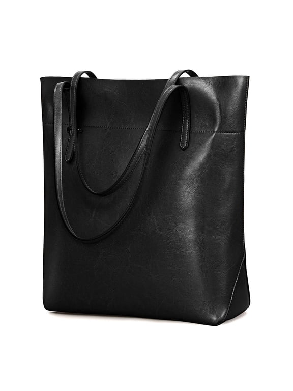 Vintage Genuine Leather Tote Shoulder Handbag for Woman with Adjustable Handles