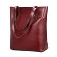 thumbnail image 1 of Kattee Vintage Genuine Leather Tote Shoulder Handbag for Woman with Adjustable Handles, 1 of 6