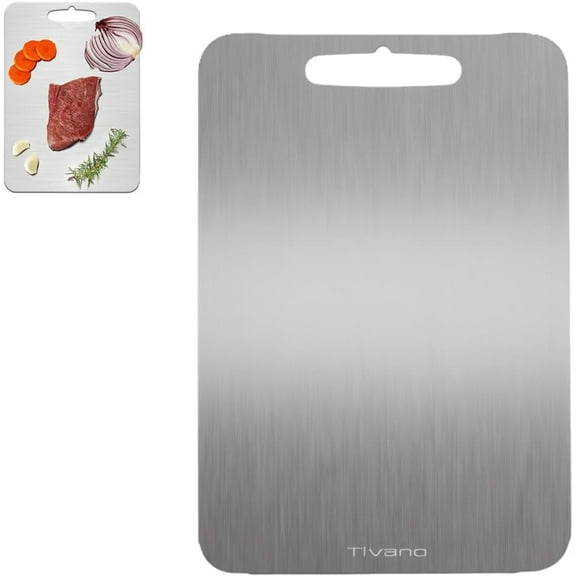 Katuchef Titanium Cutting Board for Kitchen, 2025 Knife-Friendly Double-Sided Pure Titanium Cutting Boards Durable, Non-porous and Easy to Clean