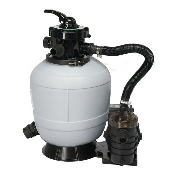 Katxon Sand Pool Filter 13in Tank With 3/4HP Pool Pump, Max 3435GPH for Pools Up to 11000GAL, 7-Way Valve, 24H Timer Above Ground Inground Swimming Pool Pump