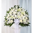 thumbnail image 1 of Katy Flower Shop Heartfelt Sympathies White Funeral Standing Basket, 1 of 4