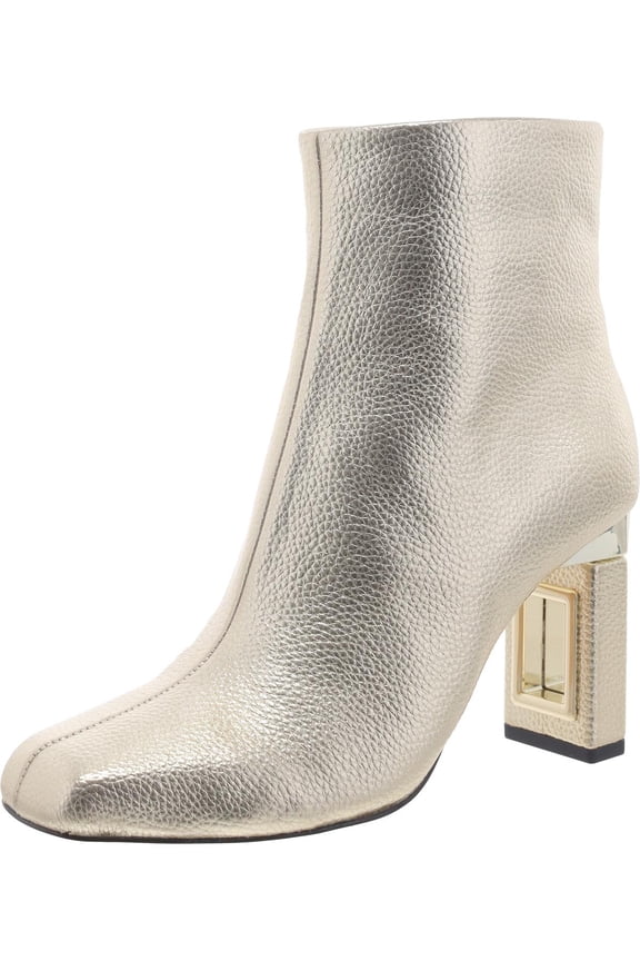 Womens THE HOLLOW HEEL BOOTIE Faux Leather Square Toe Ankle Boots