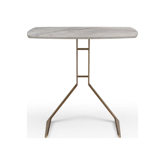 Katy Side Table, 12mm Grey Ceramic Top, Bronze Brushed Metal Base