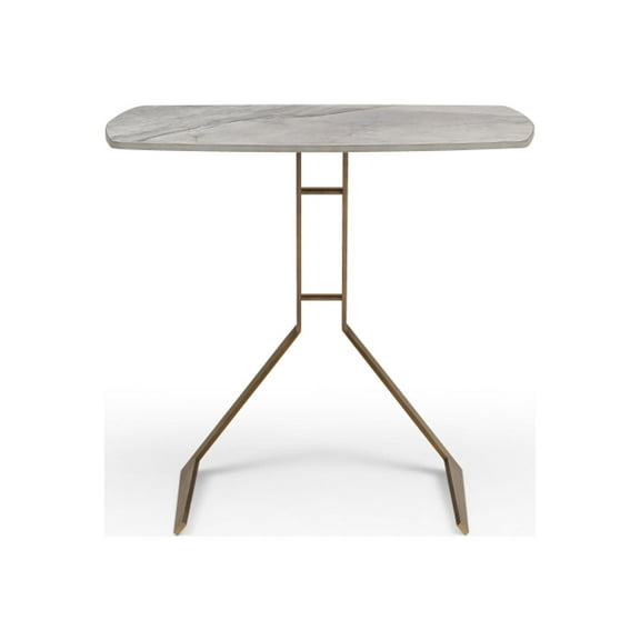 Katy Side Table, 12mm Grey Ceramic Top, Bronze Brushed Metal Base