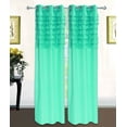 thumbnail image 1 of Katy Solid Ruffled Pleated Window Curtain Panel With Grommets 108" Extra Long Drapes - Teal Green, 1 of 1