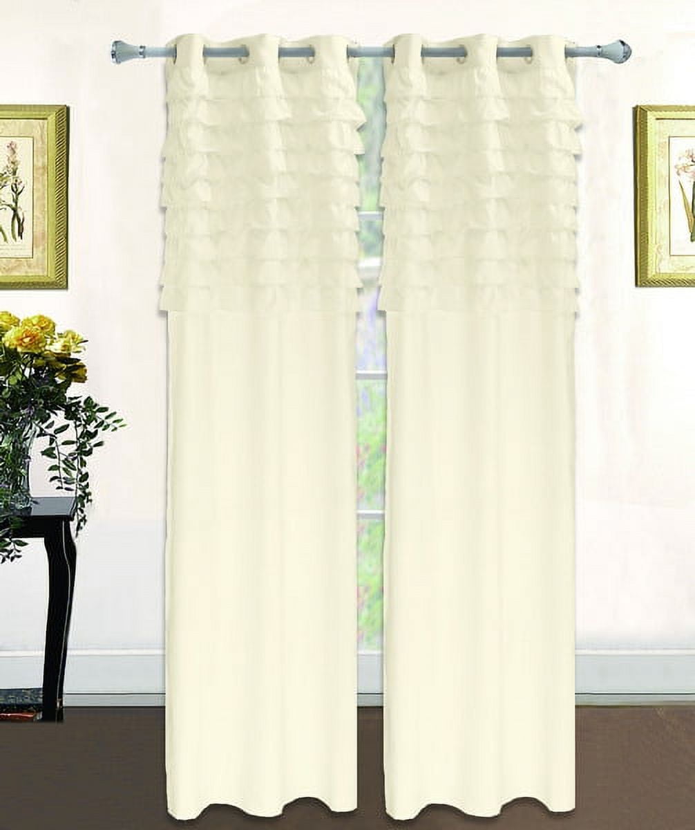 Katy Solid Ruffled Pleated Window Curtain Panel With Grommets 95