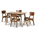 thumbnail image 1 of Katya Mid-Century Modern Walnut Brown Finished Wood 5-Piece Dining Set, 1 of 5