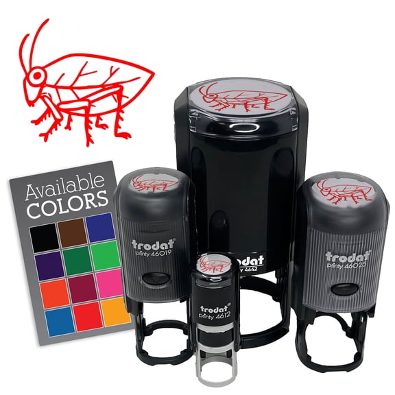 Katydid Insect Bug Grasshopper Self-Inking Rubber Stamp for Stamping Ink Stamper Crafting Planners - 1/2 Inch Mini - Orange Ink