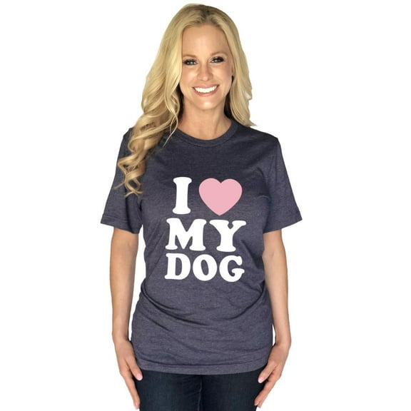 Katydid Women's I Love My Dog Ladies Short Sleeve T-shirt Graphic Tee-Navy-xxl