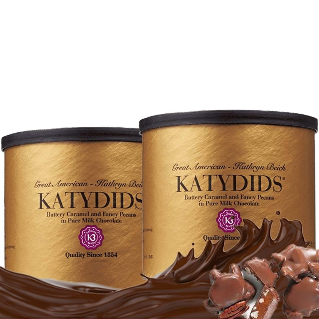 Katydids Candy (2 tins) Biech Original Milk Chocolate Caramel Pecan Clusters. The Turtles in