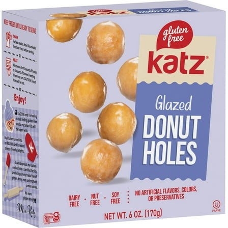 Katz Glazed Donut Holes Gluten, Dairy, Nut, Soy Free and Kosher | (1 Pack, 6.0oz Each) Refrigerated