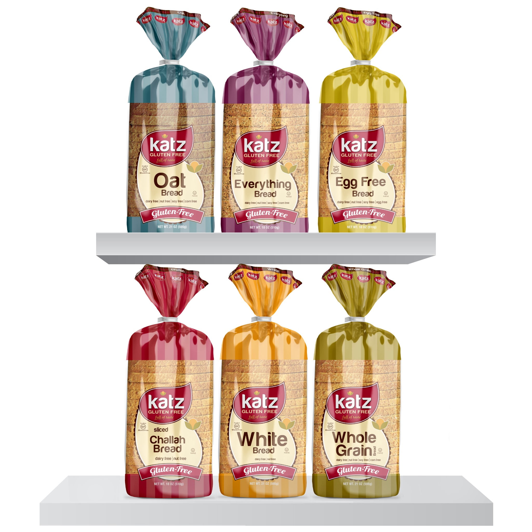 Katz Gluten Free Bread Variety Pack White, Wholegrain, Oat, Egg Free