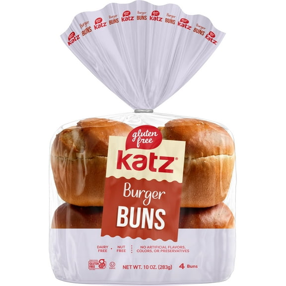 Katz Gluten Free Burger Buns |Gluten Free, Dairy Free, Nut Free, , Kosher | (1 Pack, 10.0 Ounce Each)