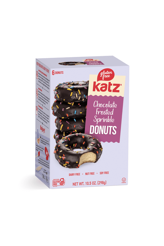 Chocolate Frosted Sprinkle Donuts |Gluten Free, Dairy Free, Nut Free, Soy Free, Kosher | (1 Pack, 10.5 Ounce Each)