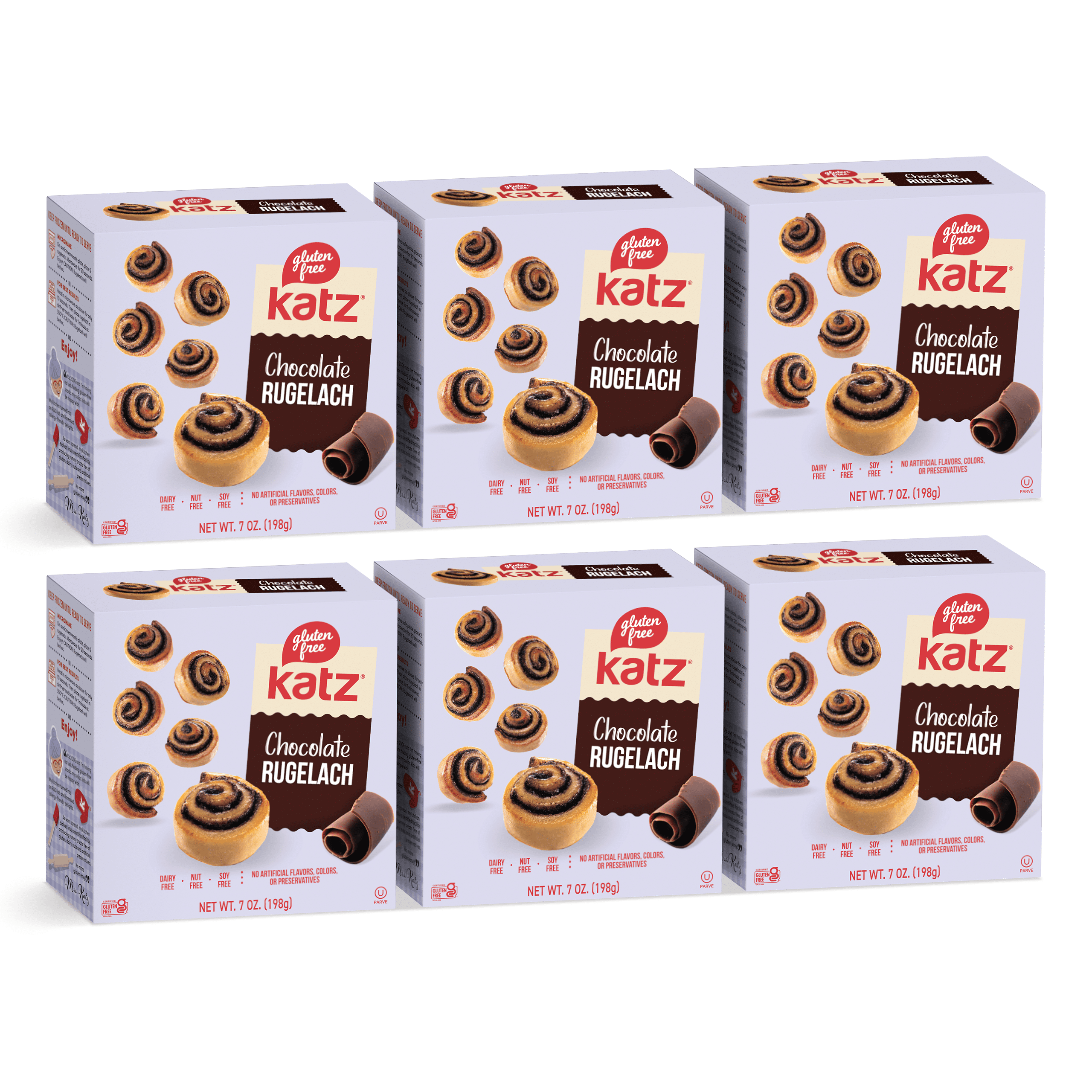 Katz Gluten Free Chocolate Rugelech |Gluten Free, Dairy Free, Nut Free, Soy Free, Kosher | (6 Pack, 7.0 Ounce Each)