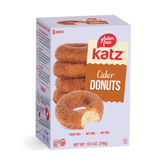 Katz Gluten Free Cider Donuts |Gluten Free, Dairy Free, Nut Free, Soy Free, Kosher | (1 Pack, 10.5 Ounce Each)