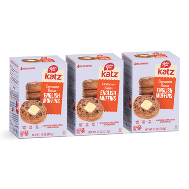 Katz Gluten Free Cinnamon Raisin English Muffins |Gluten Free, Dairy Free, Nut Free, Eggs Free, Kosher | (3 Pack, 11.0 Ounce Each)