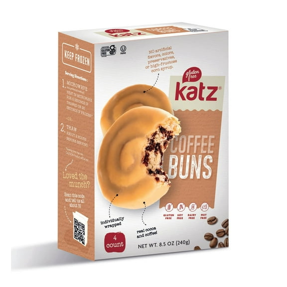 Katz Gluten Free Coffee Buns |Gluten Free, Dairy Free, Nut Free, Soy Free, Kosher | (1 Pack, 8.5 Ounce Each)